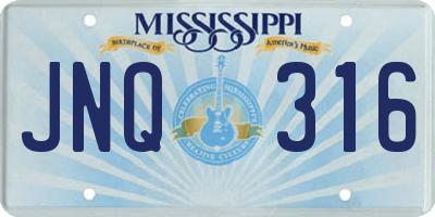MS license plate JNQ316