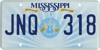 MS license plate JNQ318