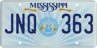 MS license plate JNQ363