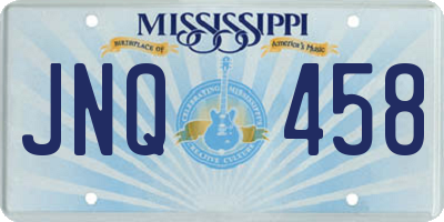MS license plate JNQ458