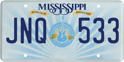 MS license plate JNQ533