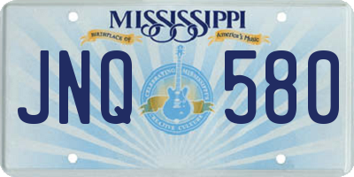 MS license plate JNQ580
