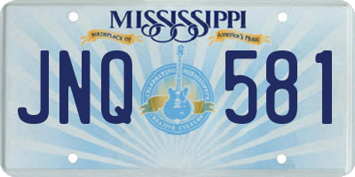 MS license plate JNQ581