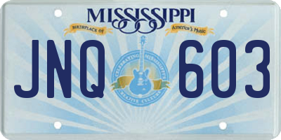 MS license plate JNQ603