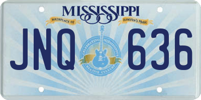MS license plate JNQ636
