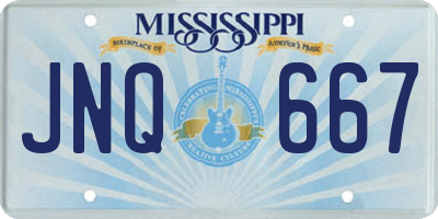 MS license plate JNQ667