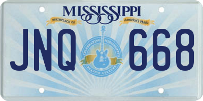 MS license plate JNQ668