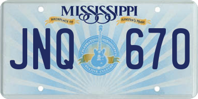 MS license plate JNQ670