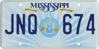 MS license plate JNQ674