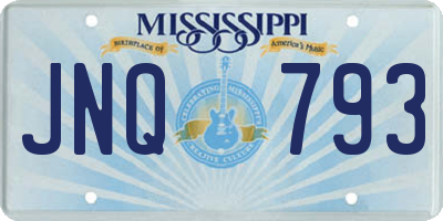 MS license plate JNQ793