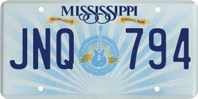 MS license plate JNQ794
