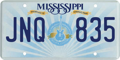 MS license plate JNQ835