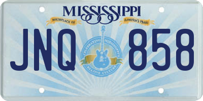 MS license plate JNQ858