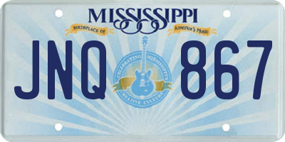 MS license plate JNQ867