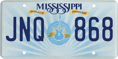 MS license plate JNQ868