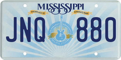 MS license plate JNQ880