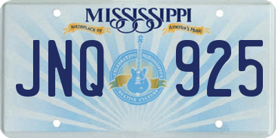 MS license plate JNQ925