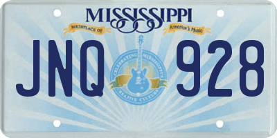 MS license plate JNQ928