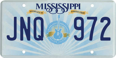 MS license plate JNQ972
