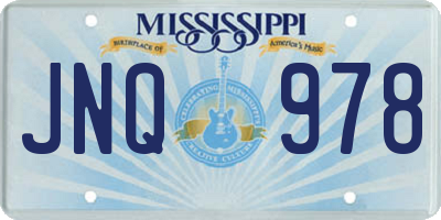 MS license plate JNQ978