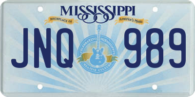 MS license plate JNQ989