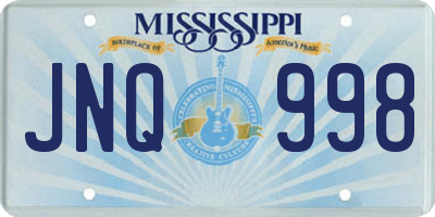 MS license plate JNQ998
