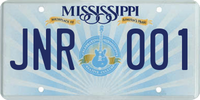 MS license plate JNR001