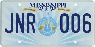 MS license plate JNR006