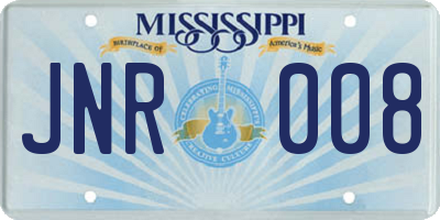 MS license plate JNR008