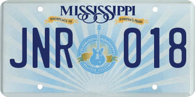 MS license plate JNR018
