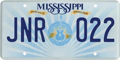 MS license plate JNR022