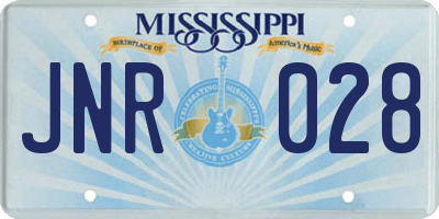 MS license plate JNR028