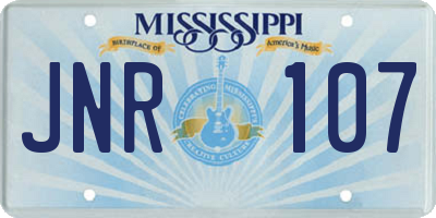 MS license plate JNR107
