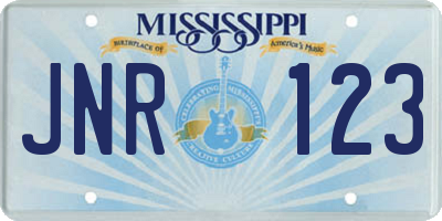 MS license plate JNR123