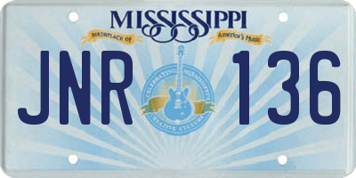 MS license plate JNR136