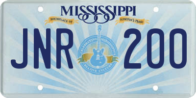 MS license plate JNR200