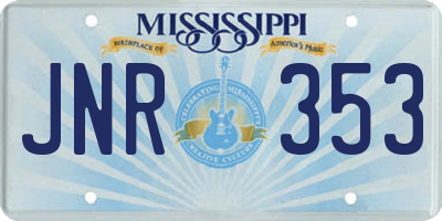 MS license plate JNR353