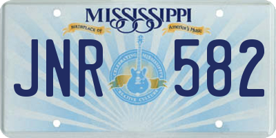 MS license plate JNR582