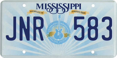 MS license plate JNR583