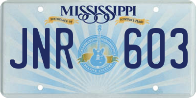 MS license plate JNR603