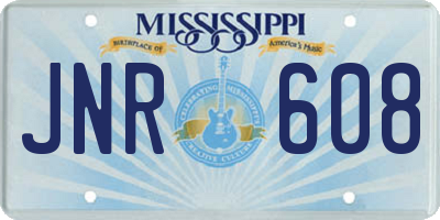 MS license plate JNR608