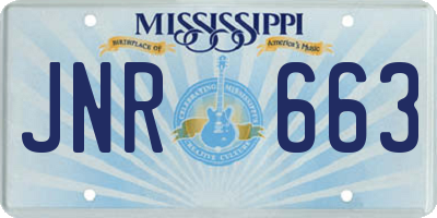 MS license plate JNR663