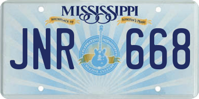 MS license plate JNR668