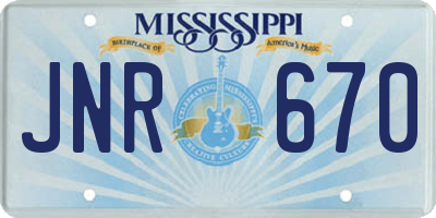 MS license plate JNR670