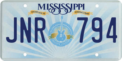 MS license plate JNR794
