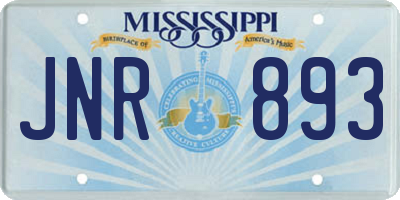 MS license plate JNR893