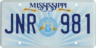 MS license plate JNR981