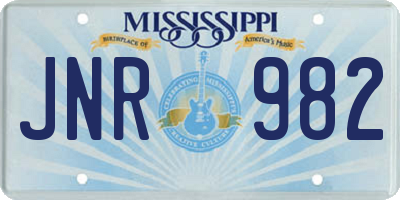 MS license plate JNR982
