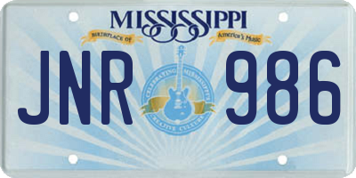 MS license plate JNR986