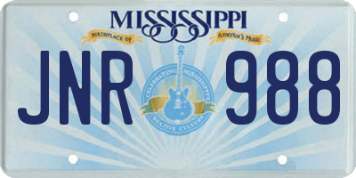 MS license plate JNR988